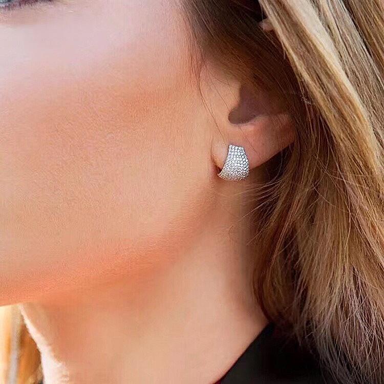 Brinco Meia-Argola Assimétrica Micro Cravação