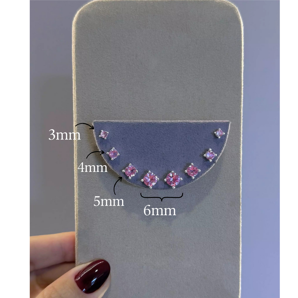 Brinco Ponto de Luz Rosa 5mm