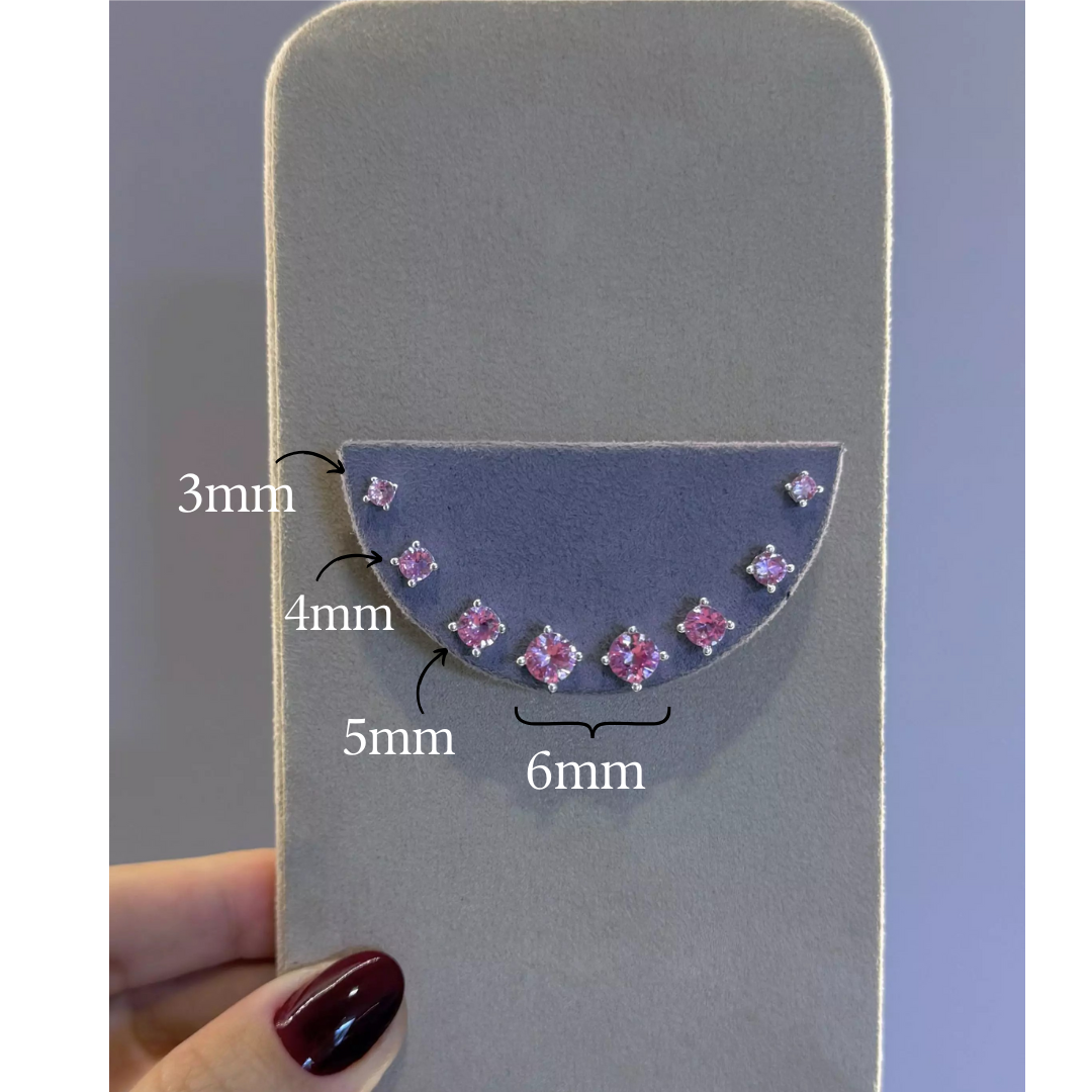 Brinco Ponto de Luz Rosa 5mm