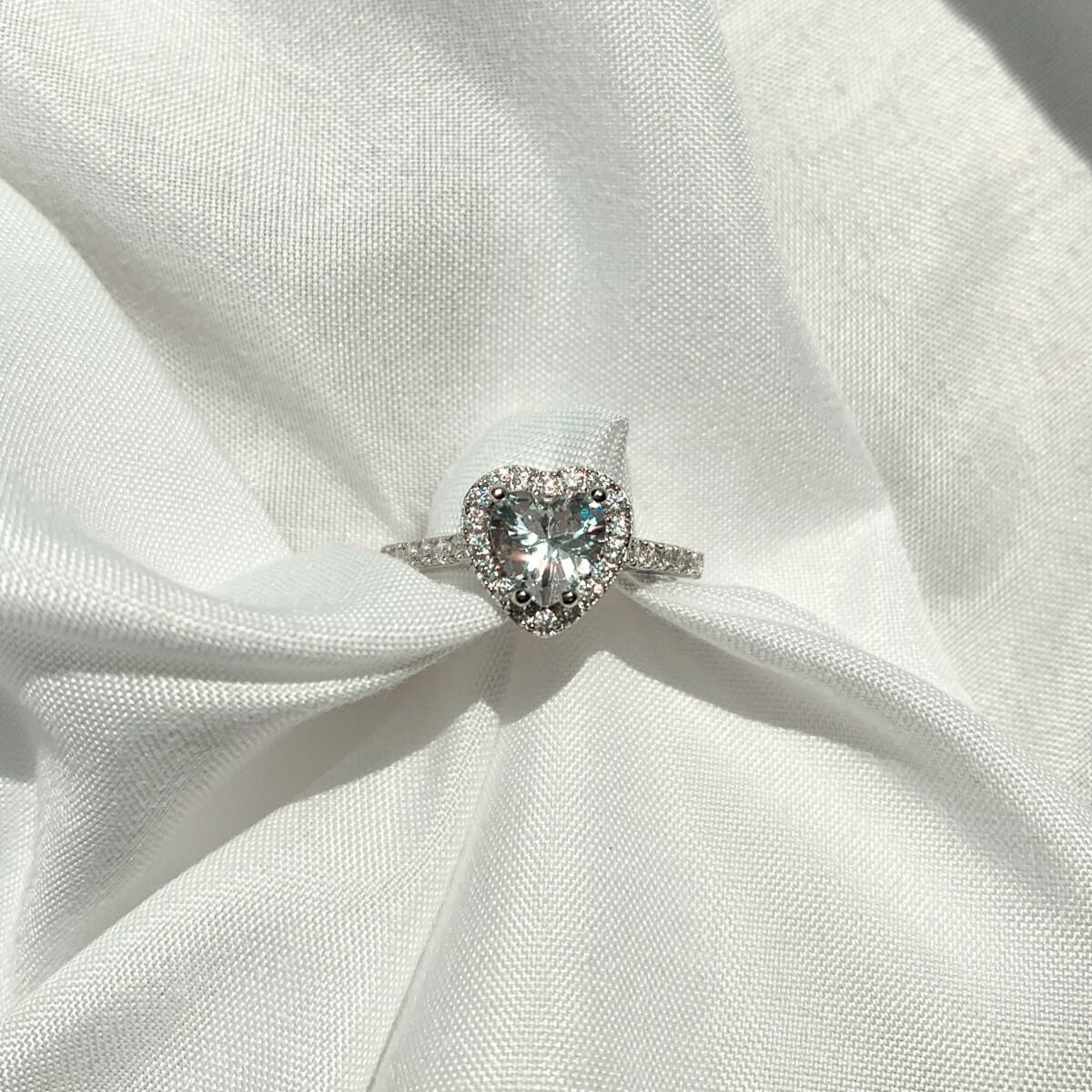 Anel Coração Brilhante Halo