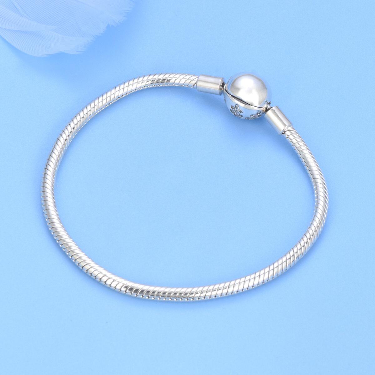 Pulseira Para Berloque com Fecho Esférico Cravejado