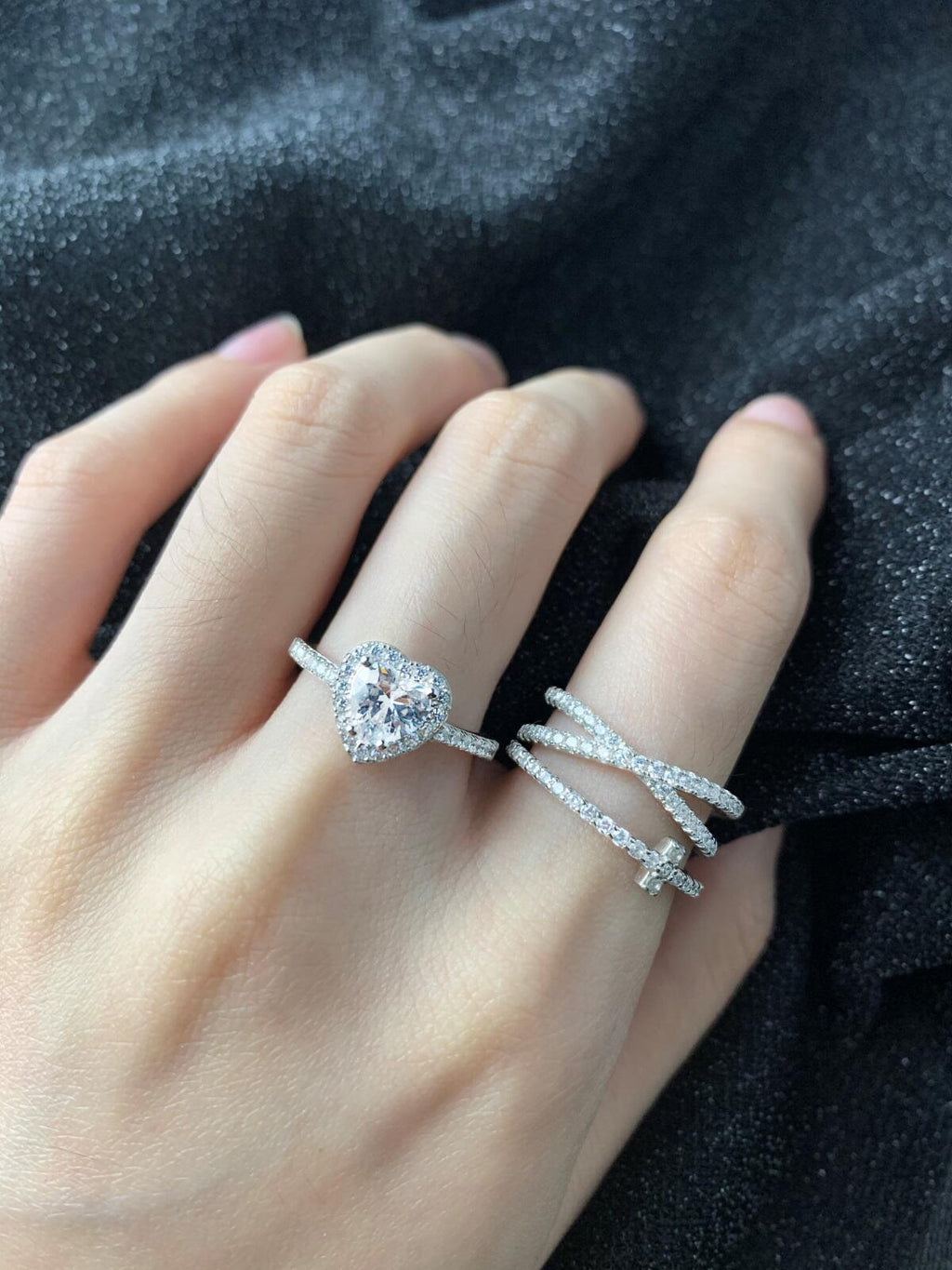 Anel Coração Brilhante Halo