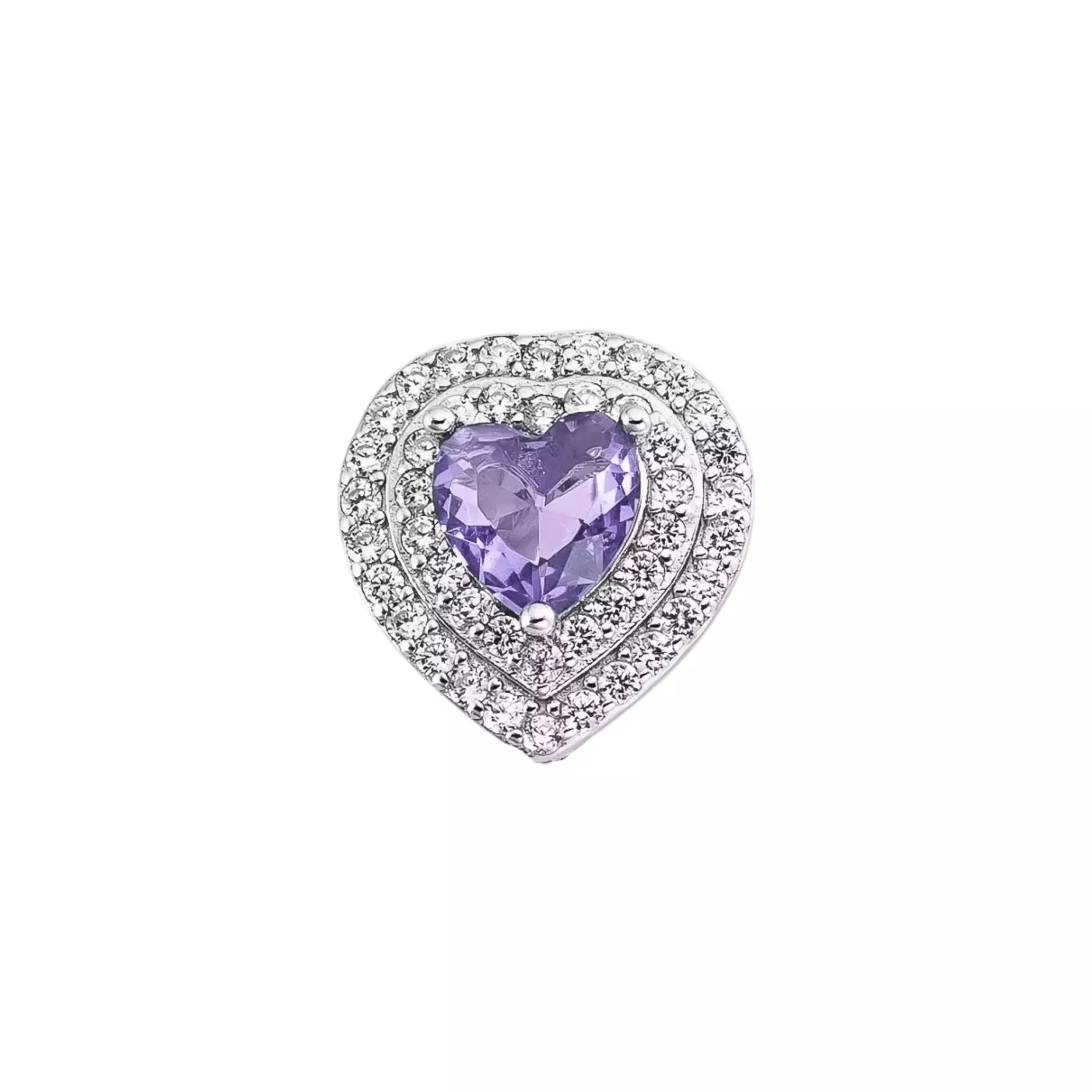 Charm Coração Lilás Delicado Brilhante