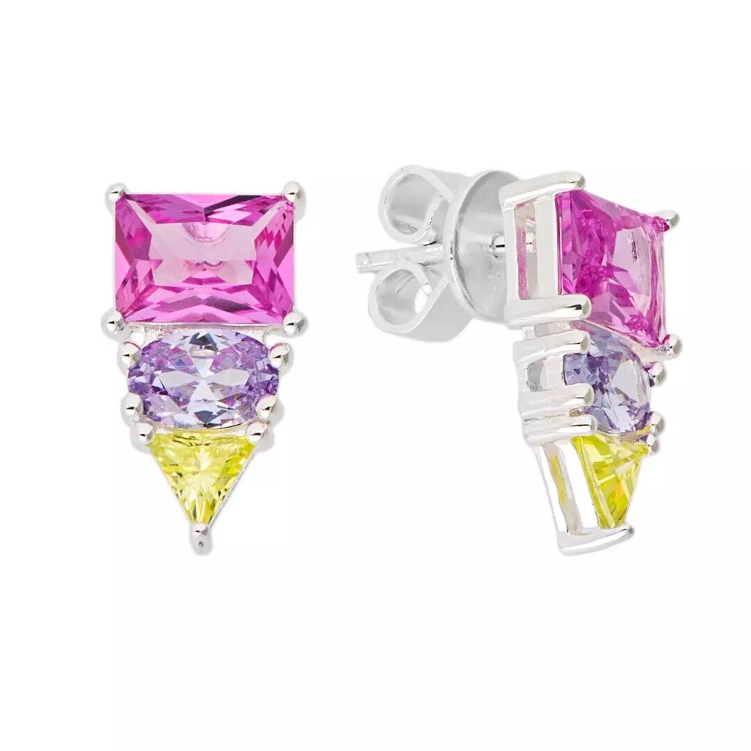 Brinco Trio Geométrico Colorido