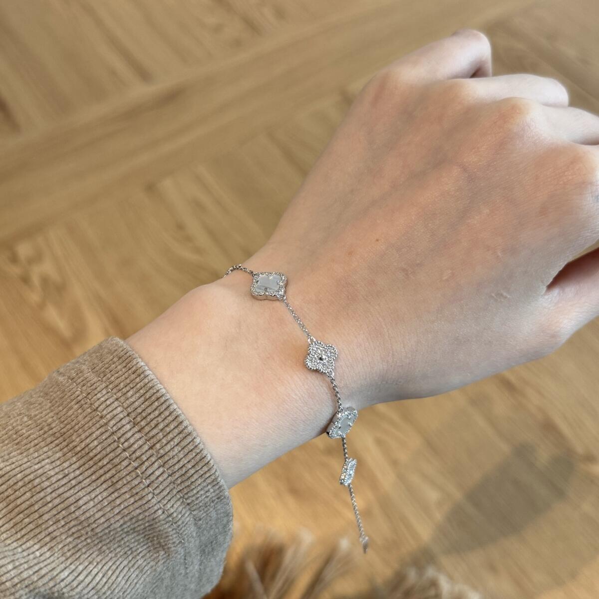 Pulseira Trevos Brilhantes Bicolor