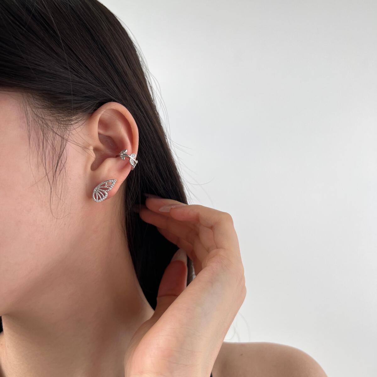 Piercing Falso Folhas Cravejada