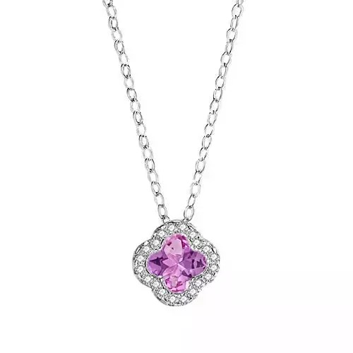 Colar Trevo Zircônia Colorida