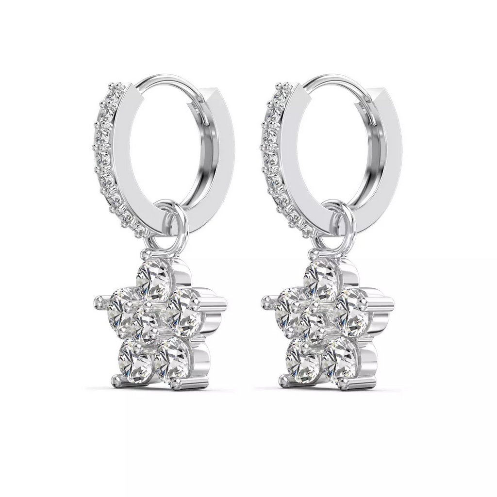 Brinco Argolinha Flor Cravejada 3 Cores