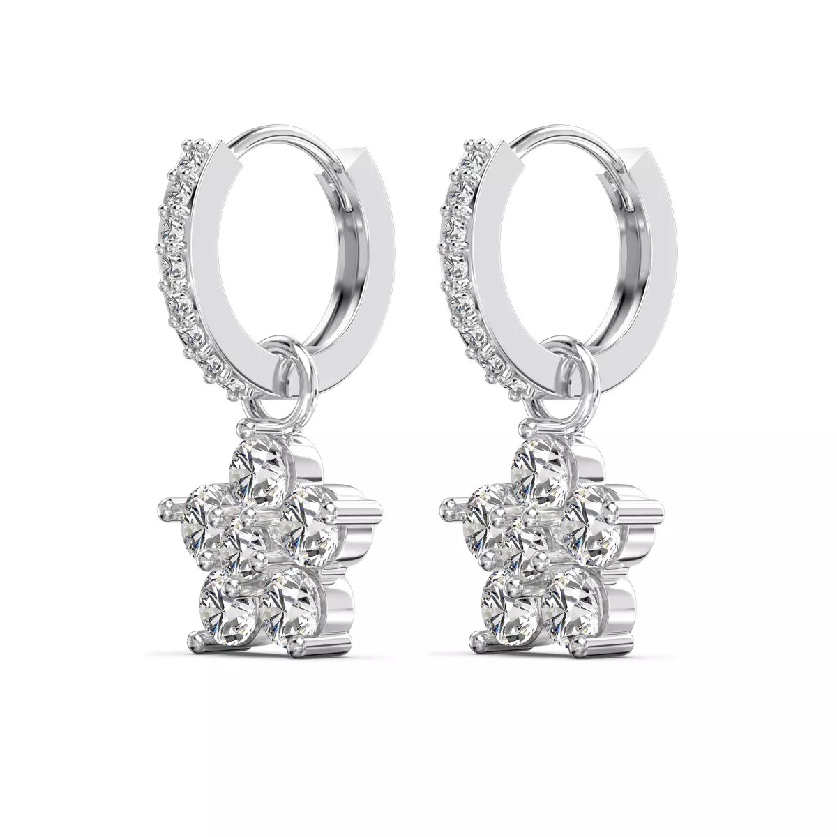 Brinco Argolinha Flor Cravejada 3 Cores