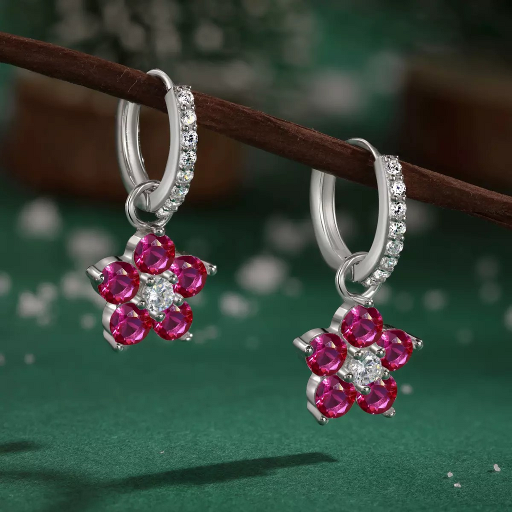 Brinco Argolinha Flor Cravejada 3 Cores