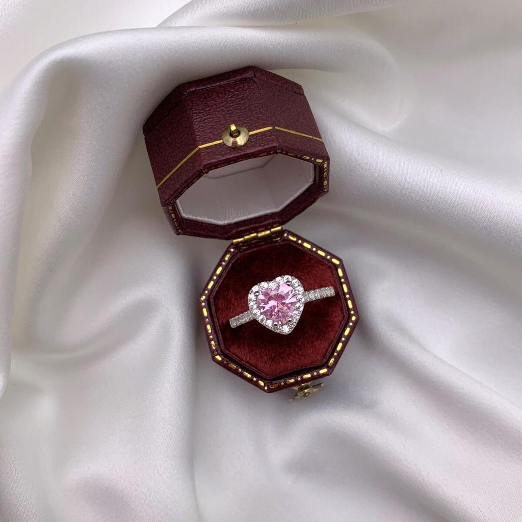 Anel Coração Halo Rosa