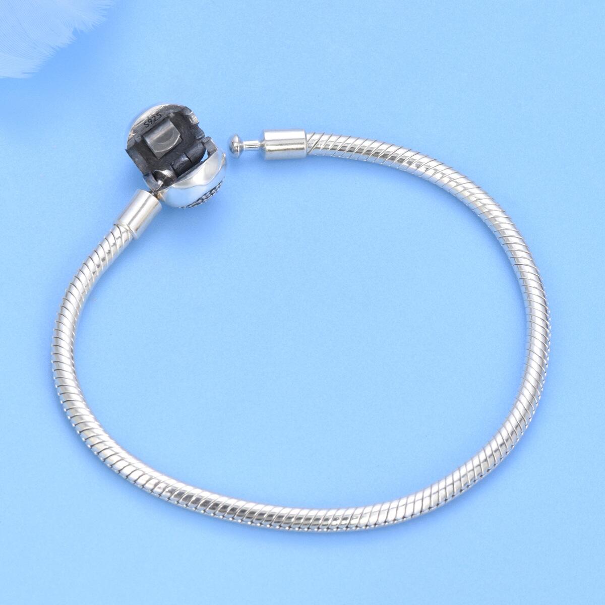 Pulseira Para Berloques Fecho Coração Cravejado