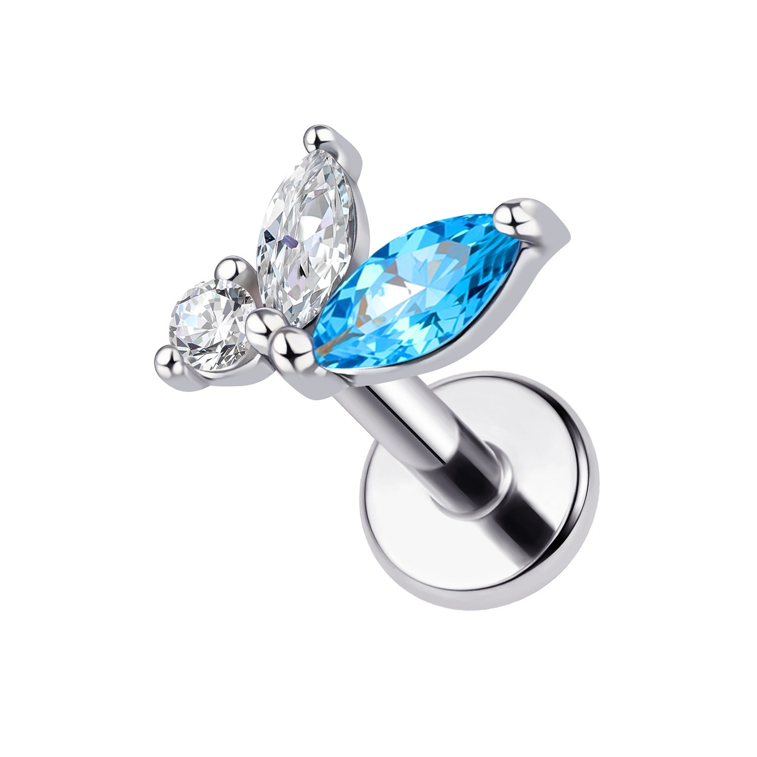 Piercing Labret Floral Azul