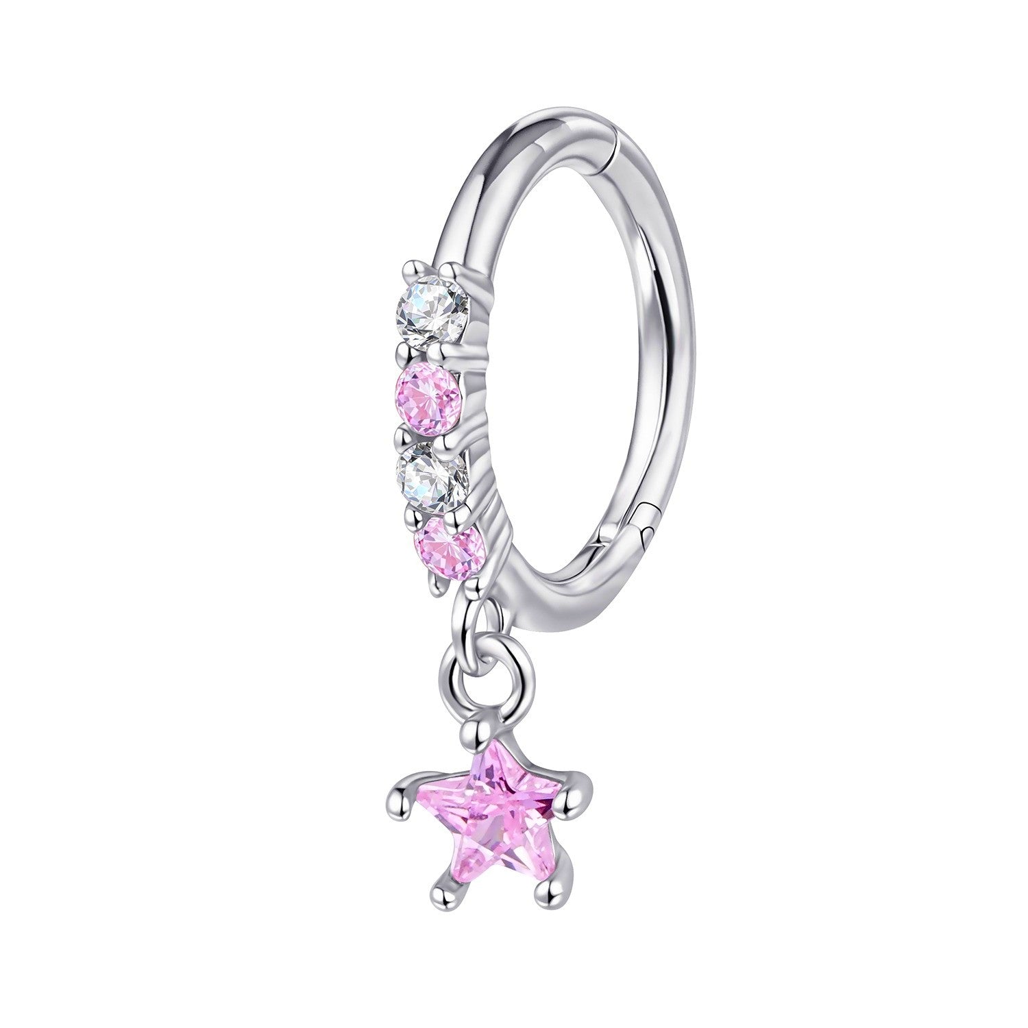 Piercing Argola Estrela Rosa