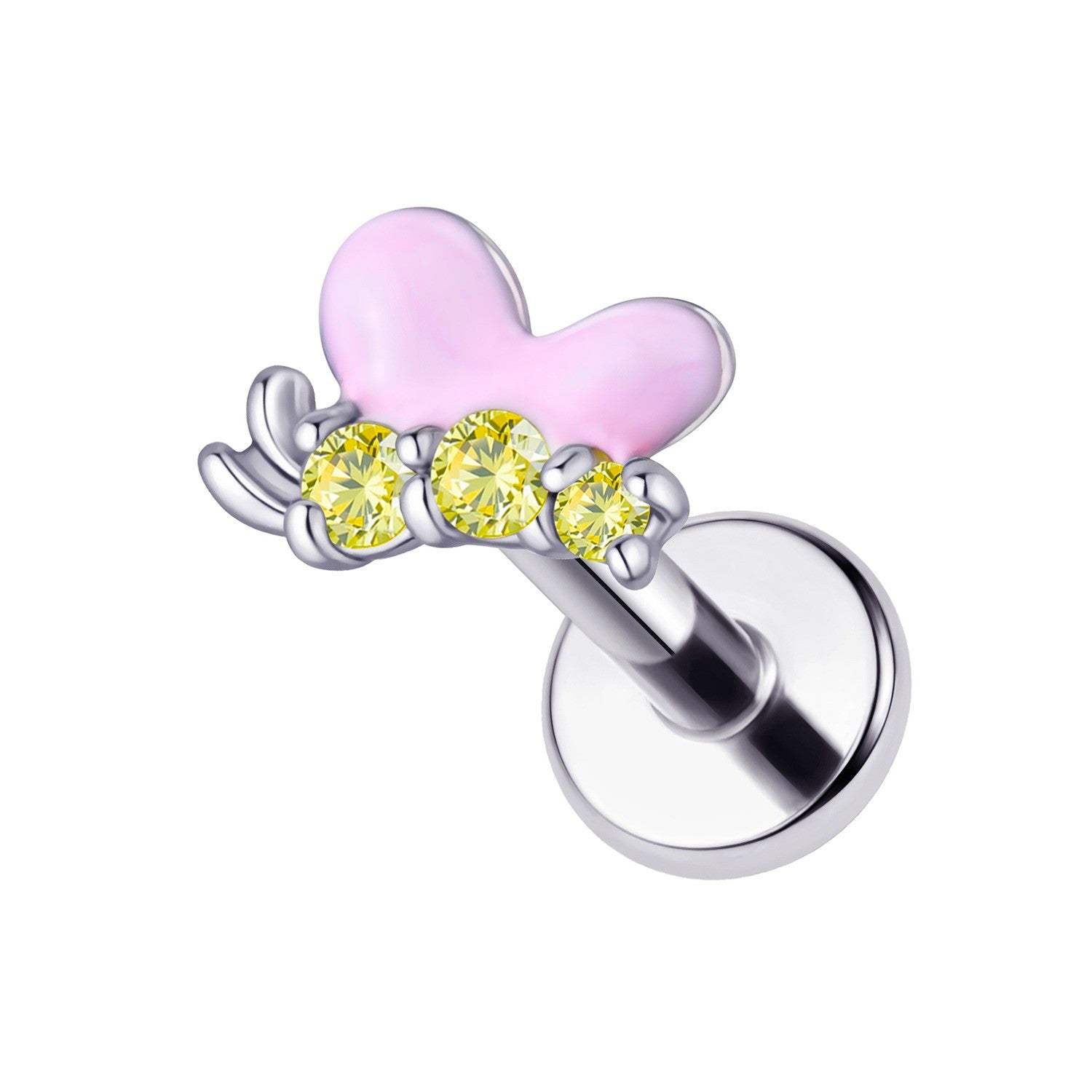 Piercing Labret Borboleta Rosa Lima