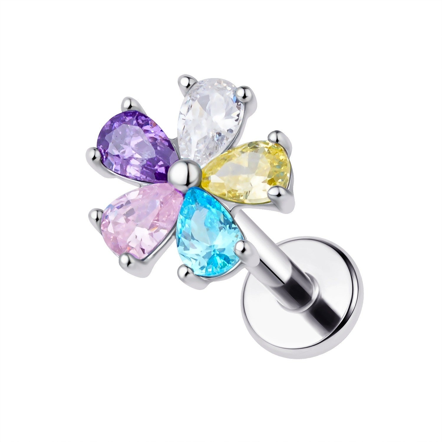 Piercing Labret Flor Colorida