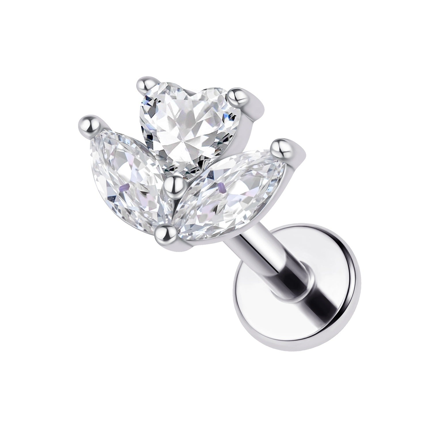 Piercing Labret Coração com folhas