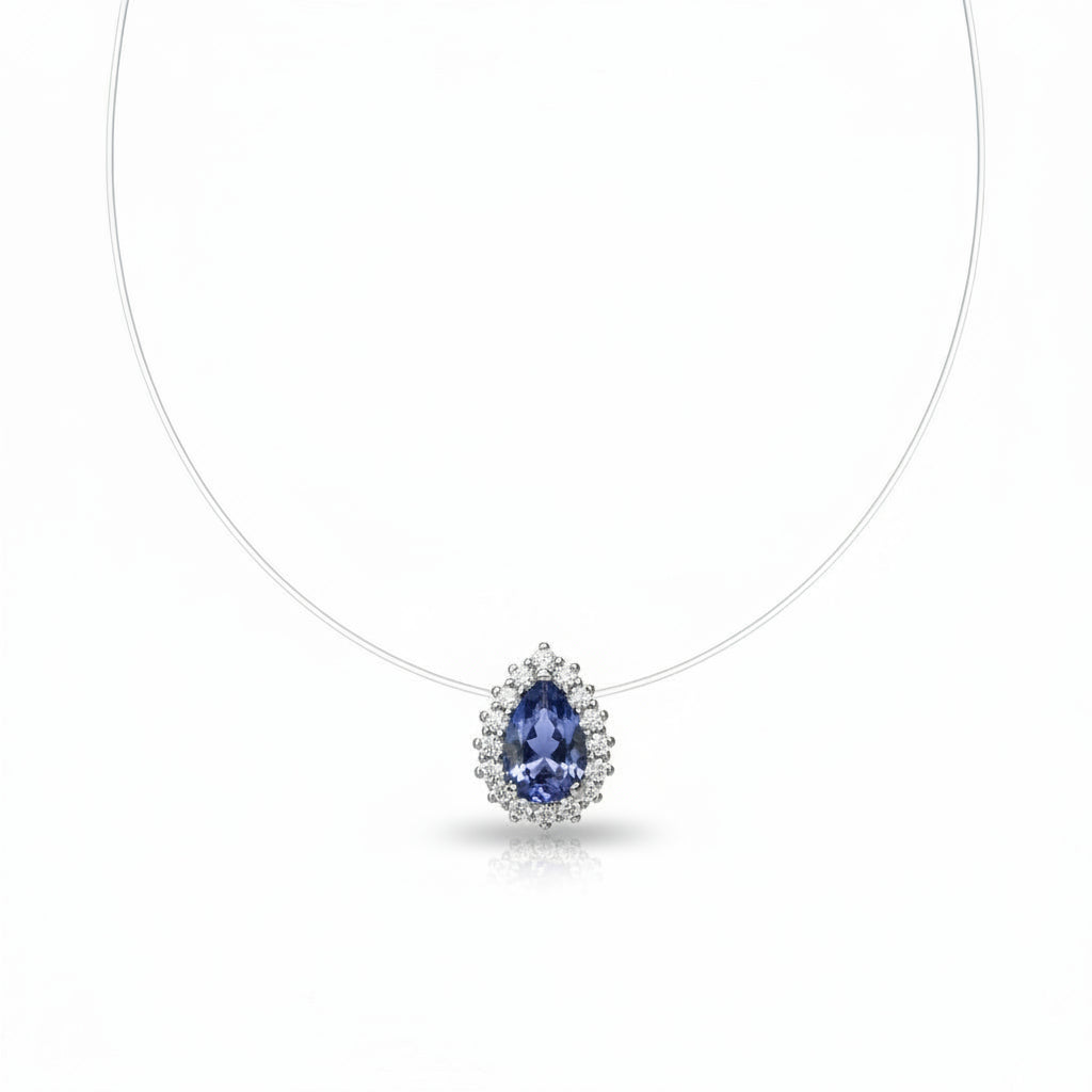 Colar Gota Tanzanita Flutuante
