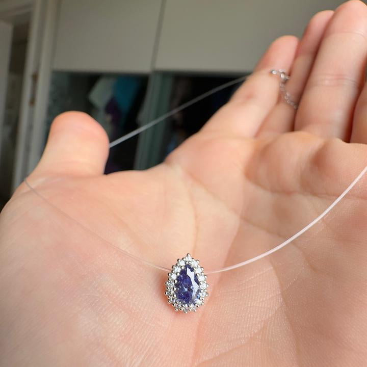 Colar Gota Tanzanita Flutuante