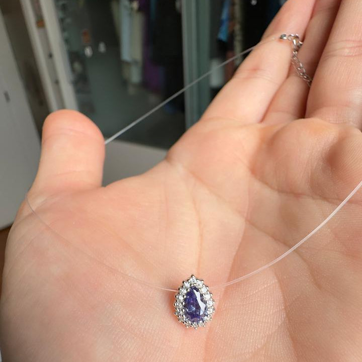 Colar Gota Tanzanita Flutuante