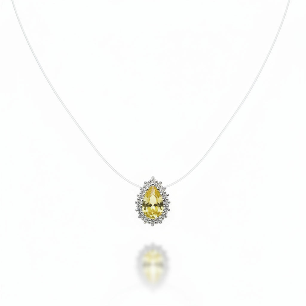 Colar Gota Citrino Flutuante