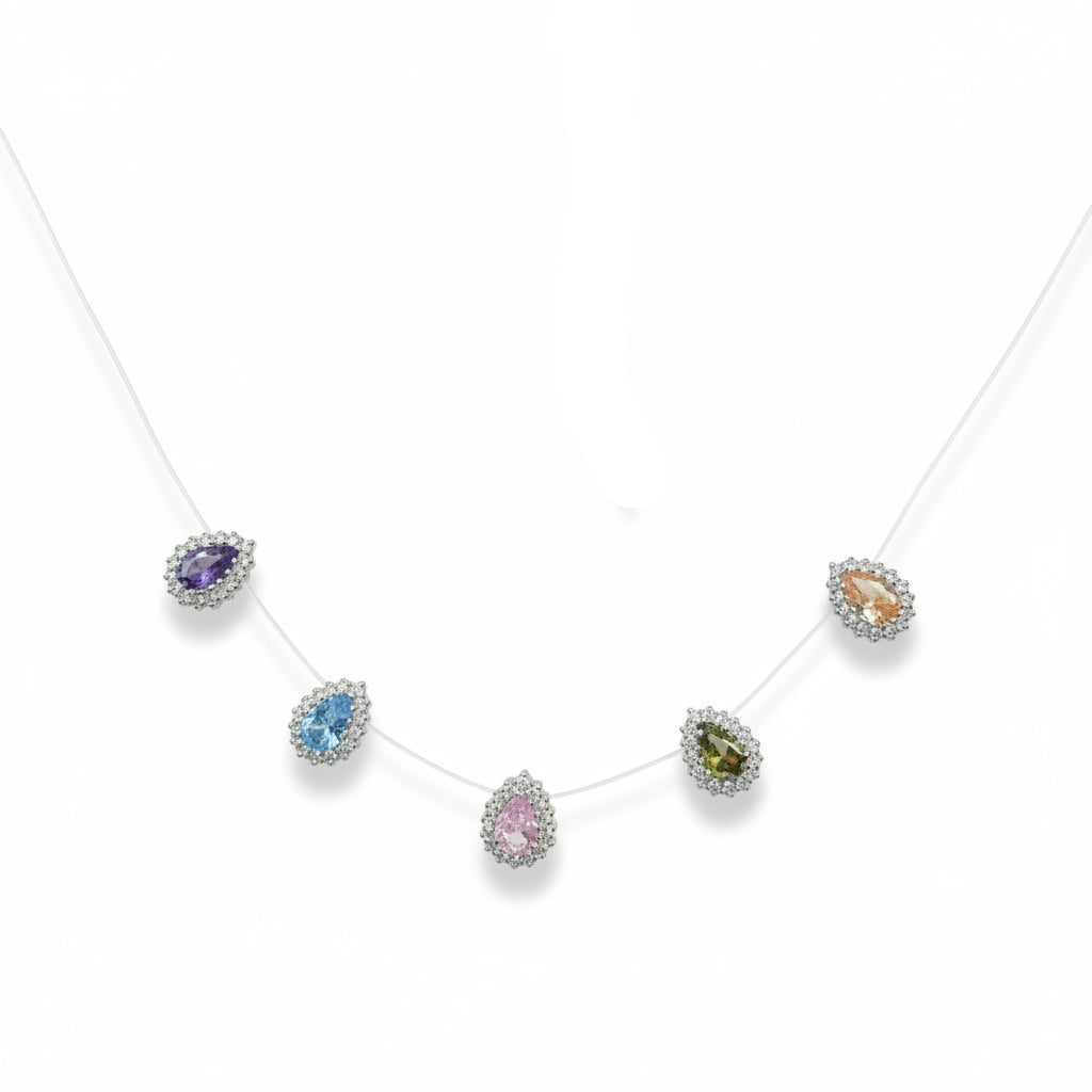 Colar 5 Gotas Coloridas Flutuando