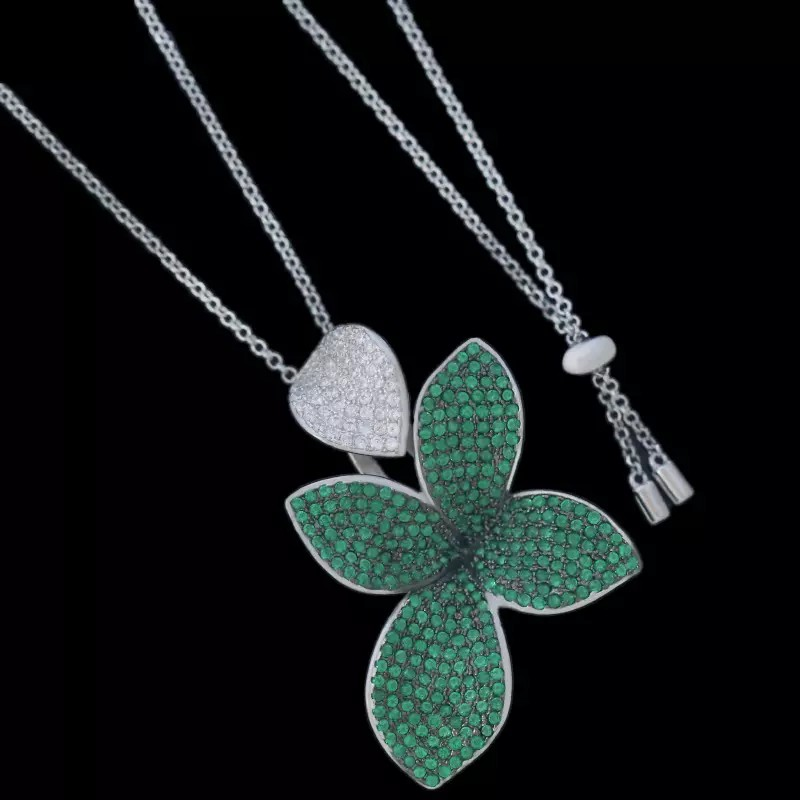 Colar Flor Cravejada Ajustável