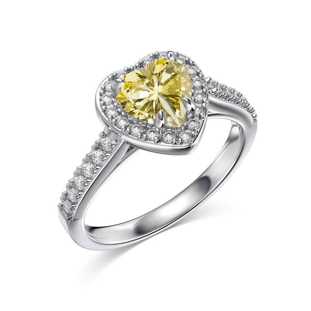 Anel Coração Topázio Amarelo