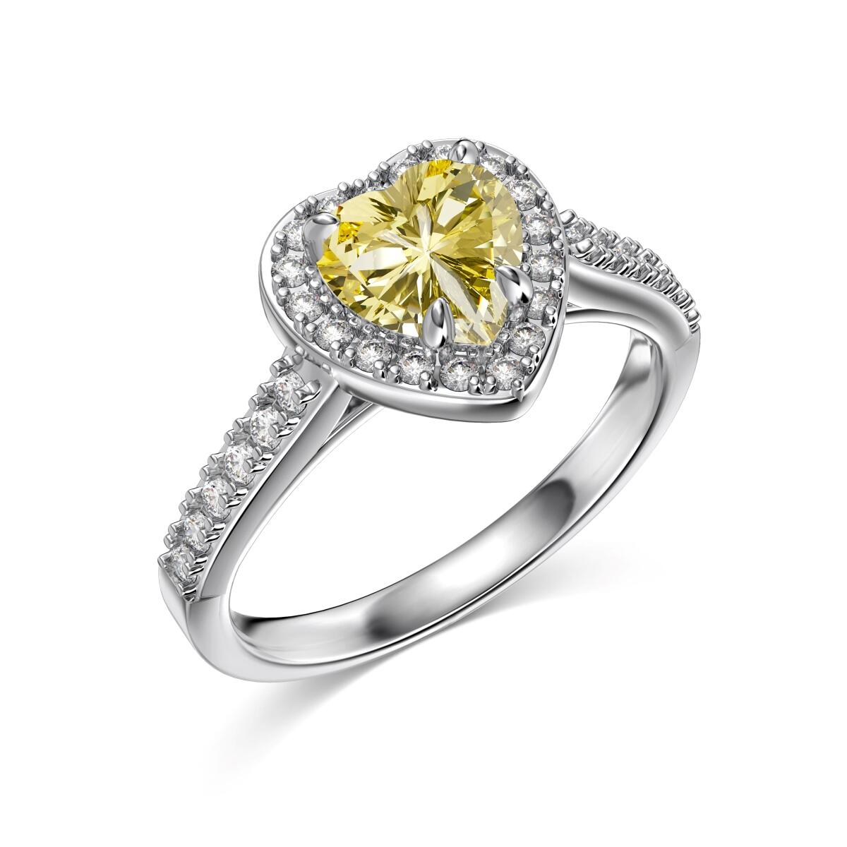 Anel Coração Topázio Amarelo