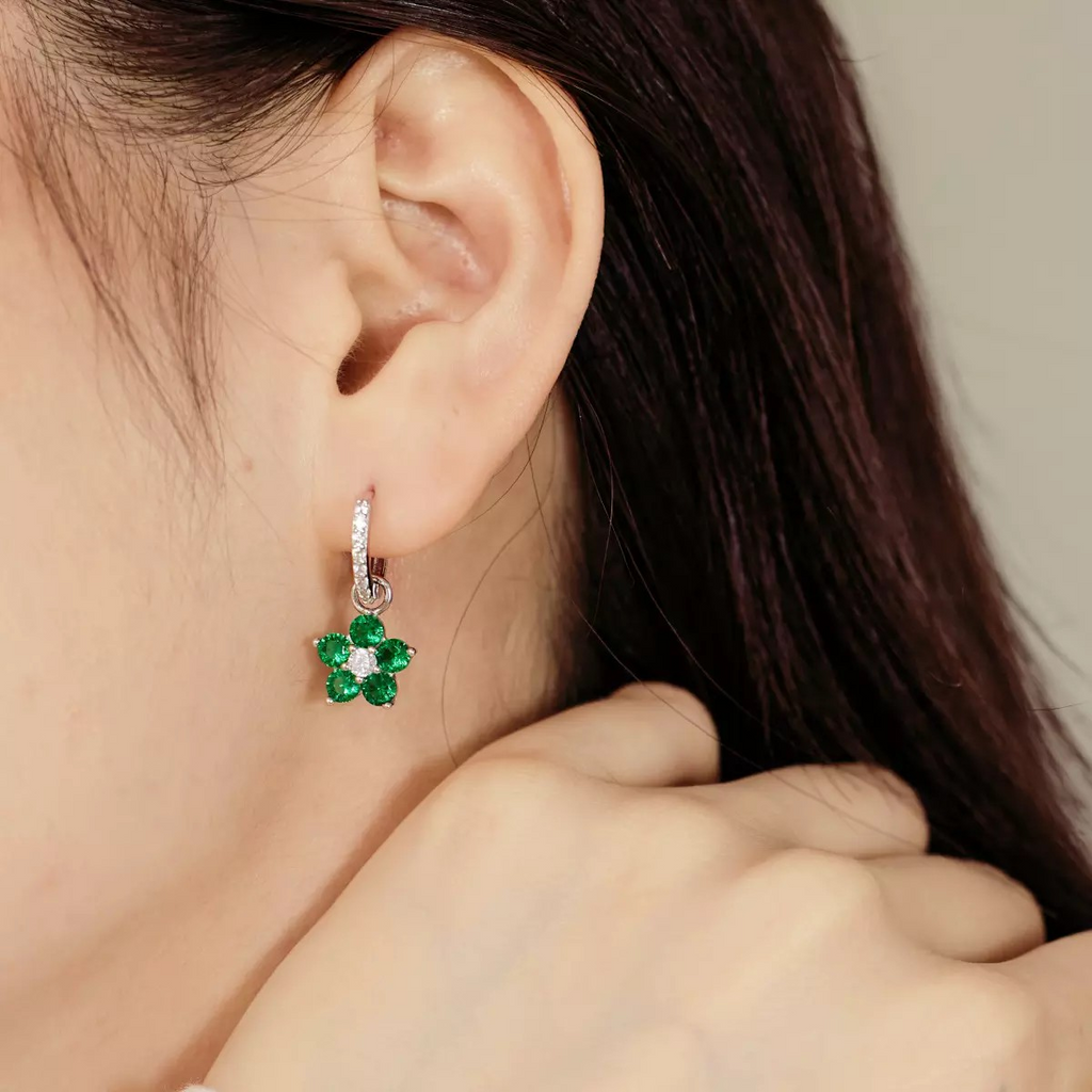 Brinco Argolinha Flor Cravejada 3 Cores