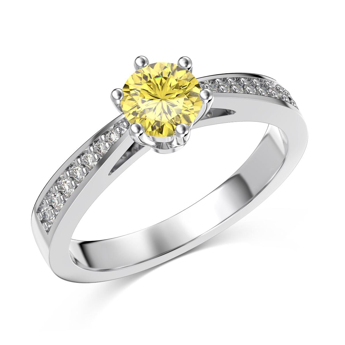 Anel Solitário Clássico com Laterais Cravejadas 12 Cores