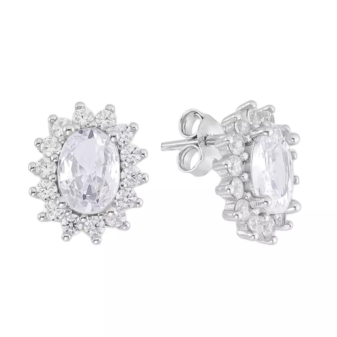 Brinco Zircônia Oval Elegante