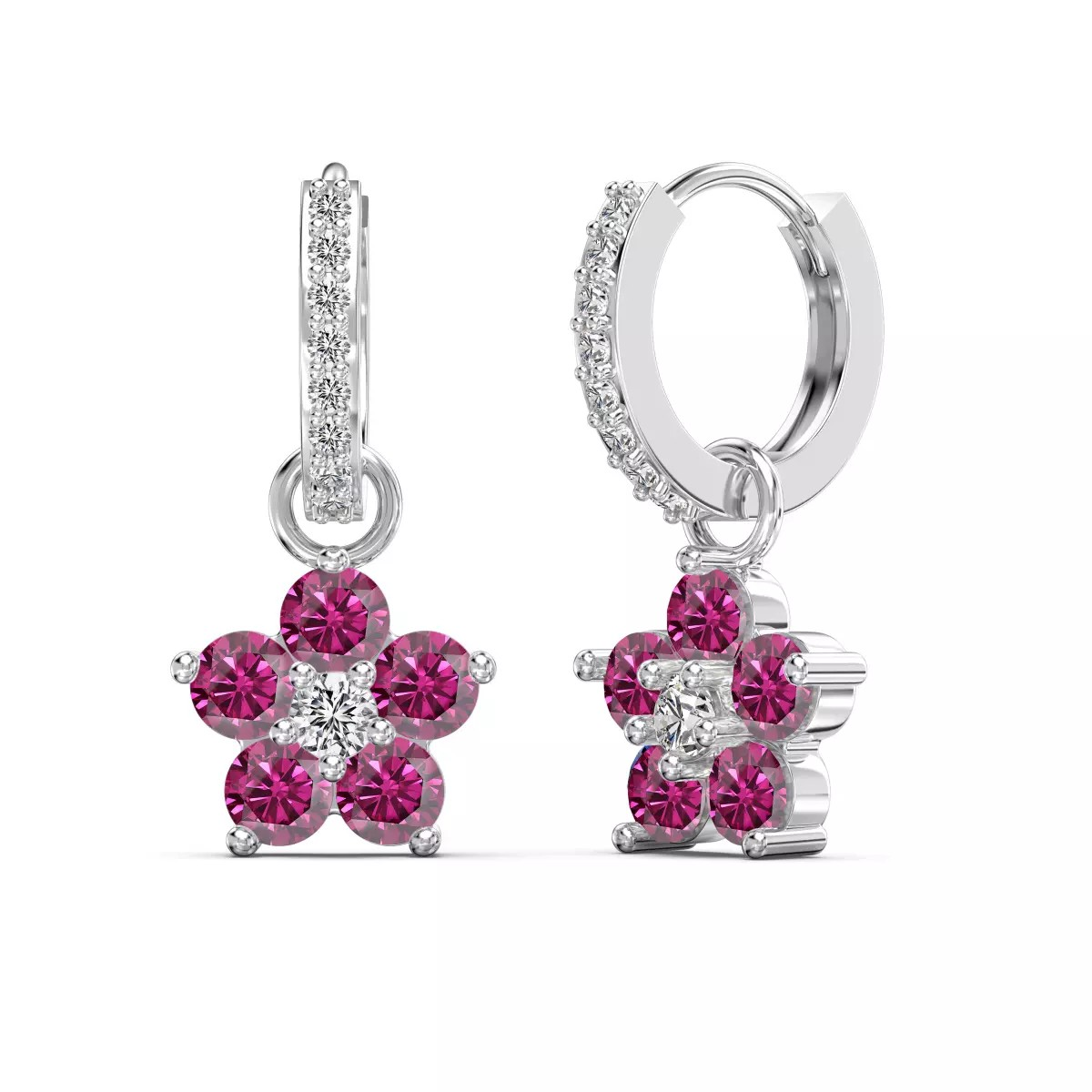 Brinco Argolinha Flor Cravejada 3 Cores