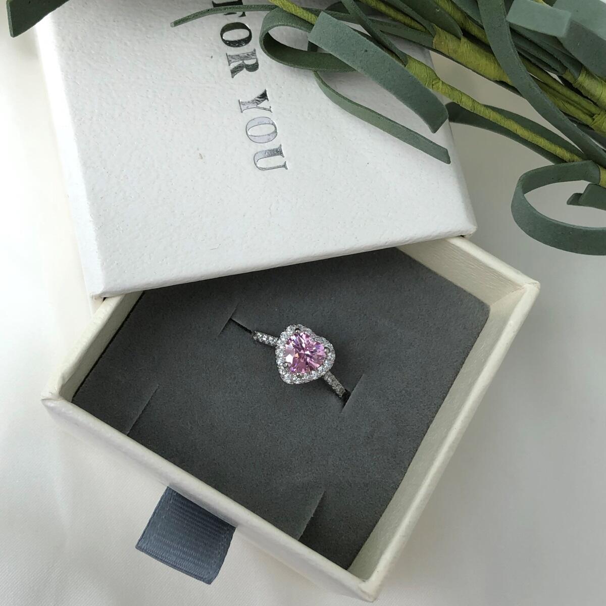 Anel Coração Halo Rosa