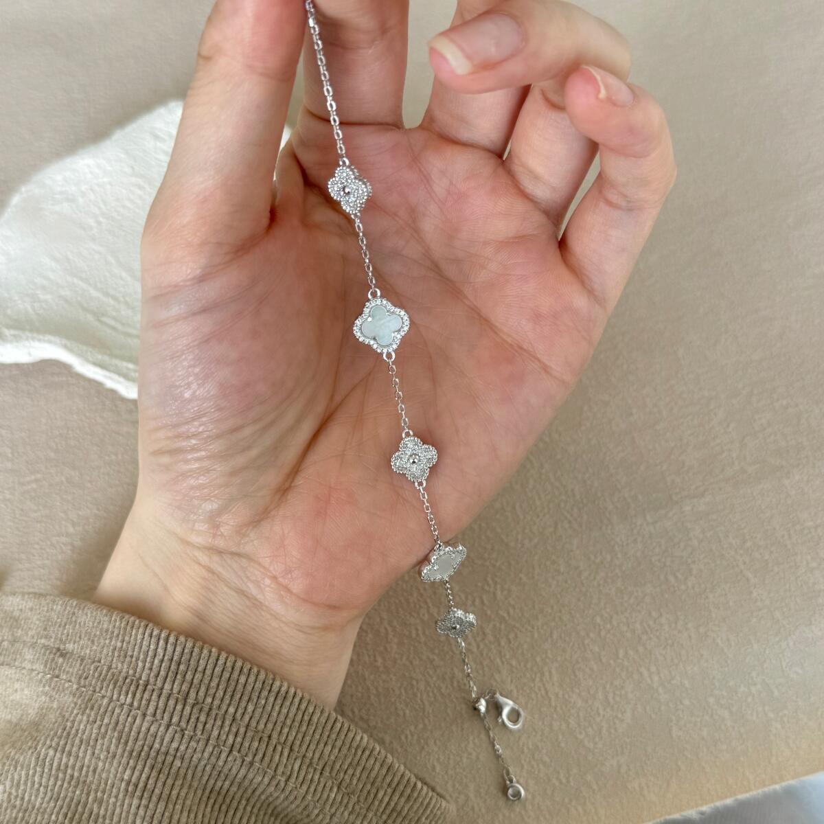 Pulseira Trevos Brilhantes Bicolor