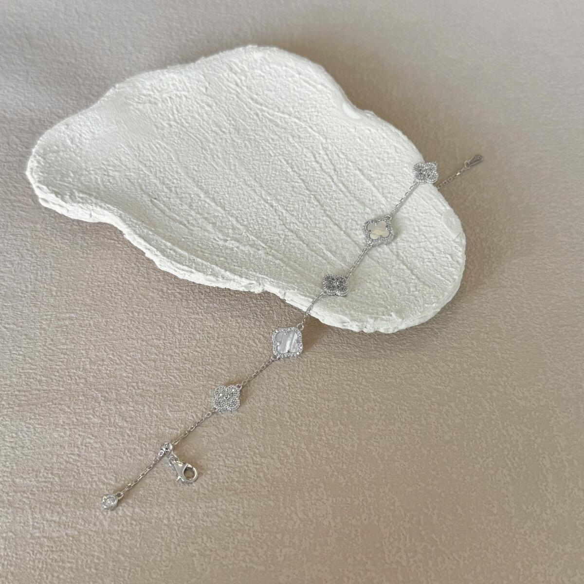 Pulseira Trevos Brilhantes Bicolor