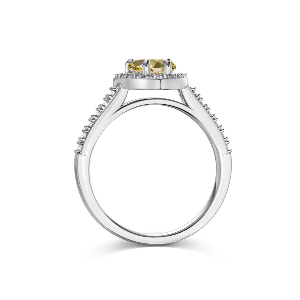 Anel Coração Topázio Amarelo