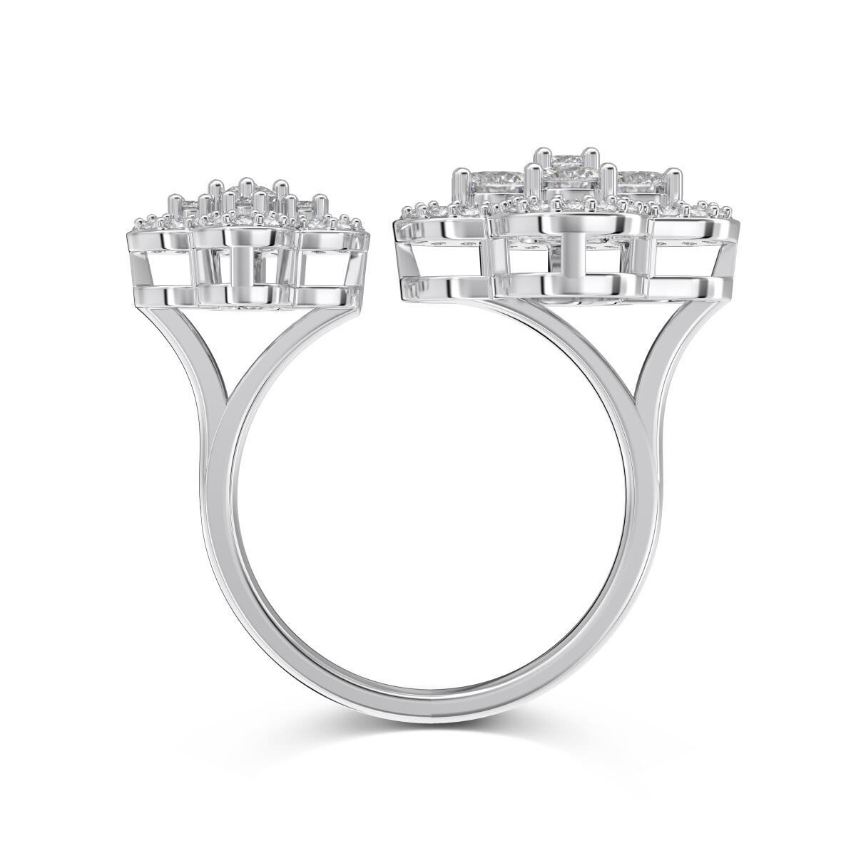 Anel Flor Dupla Cravejado Ajustável