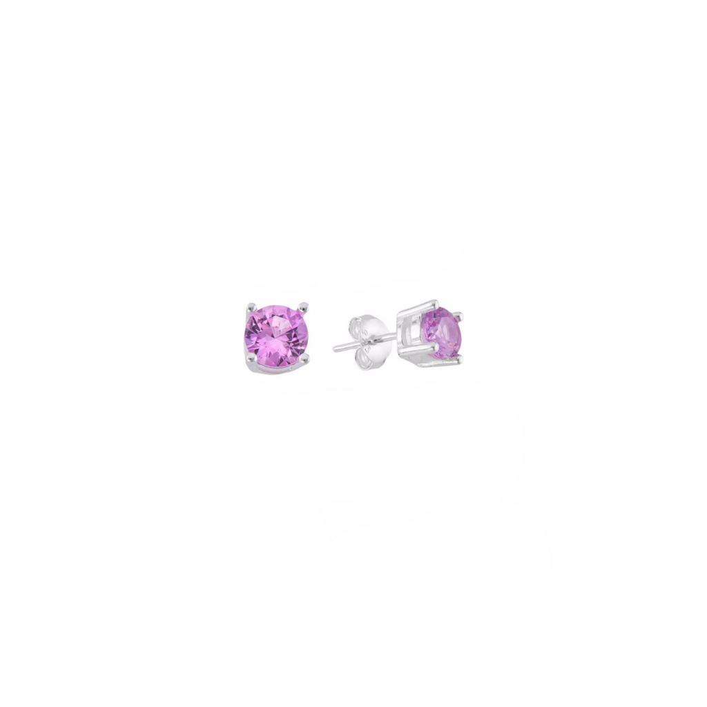 Brinco Ponto de Luz Rosa 4mm