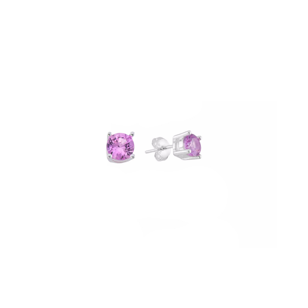 Brinco Ponto de Luz Rosa 4mm