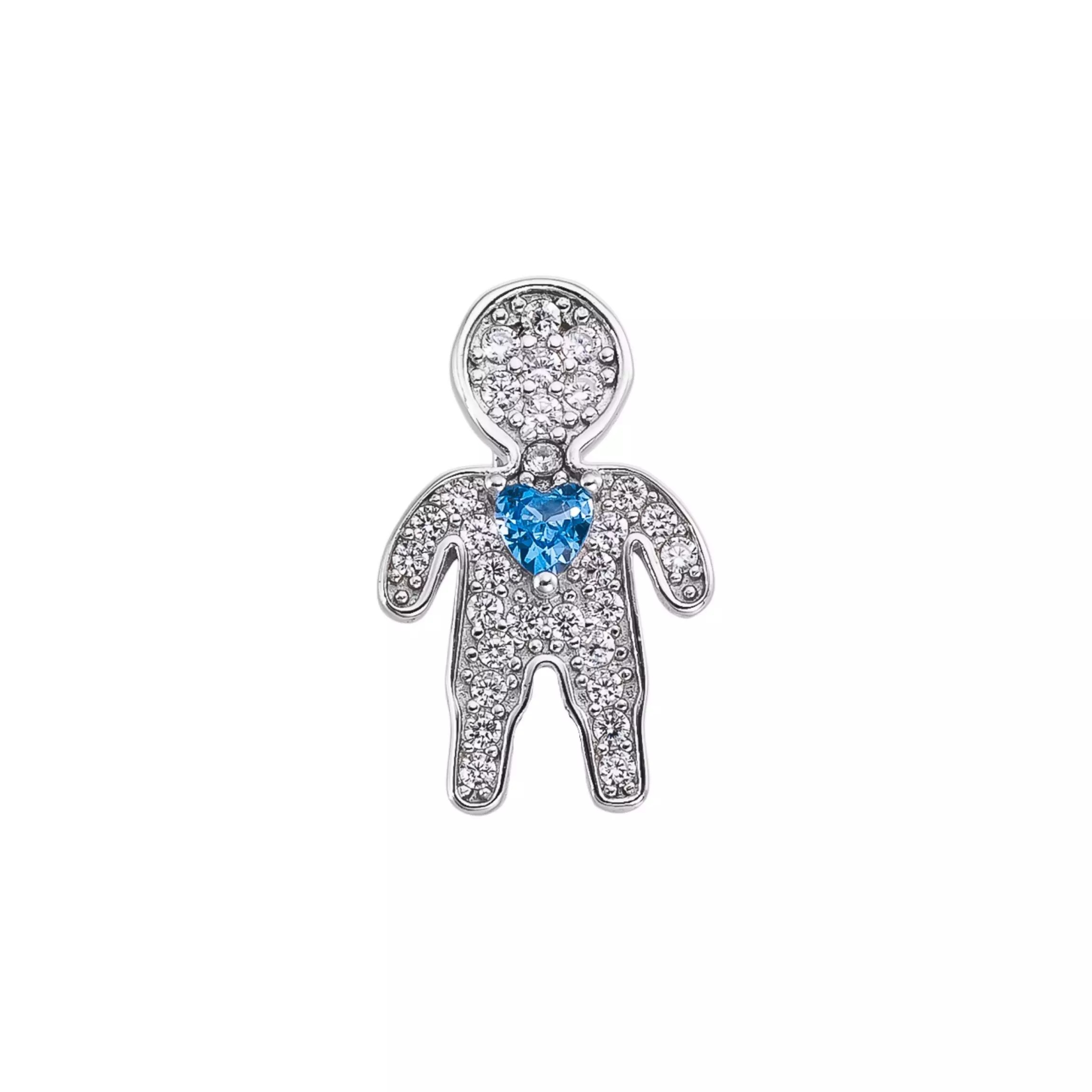 Charm Menino Coração Azul Brilhante