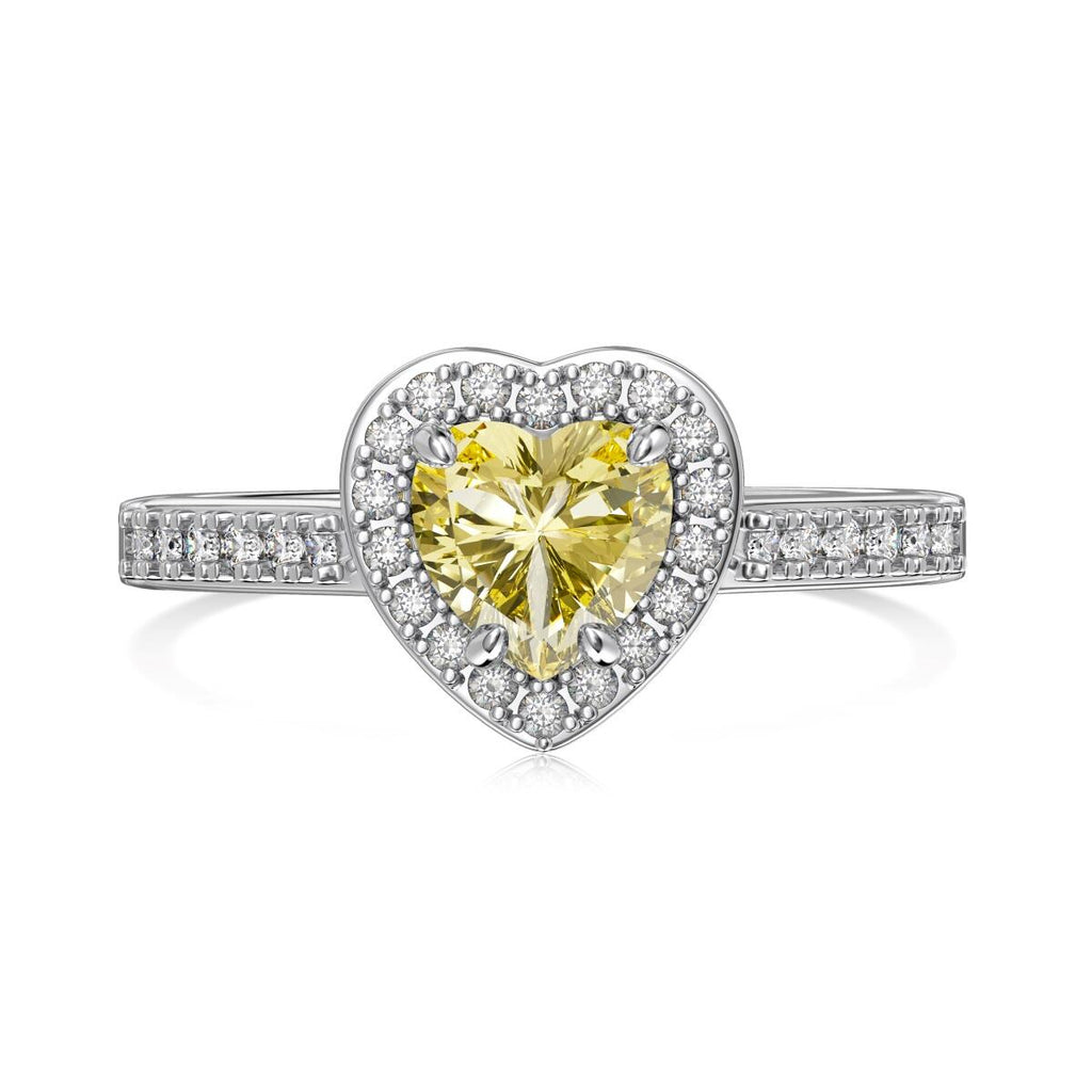 Anel Coração Topázio Amarelo