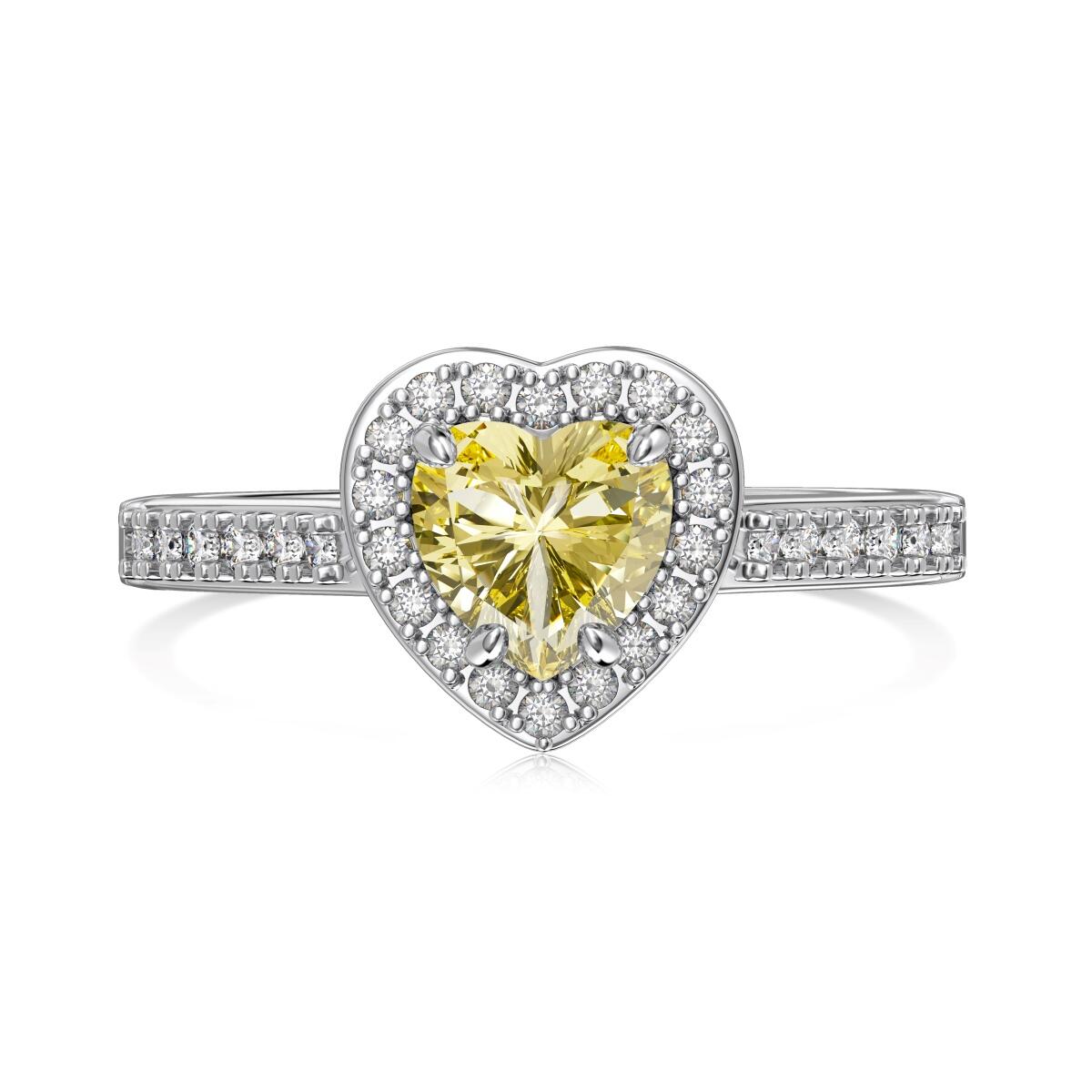 Anel Coração Topázio Amarelo