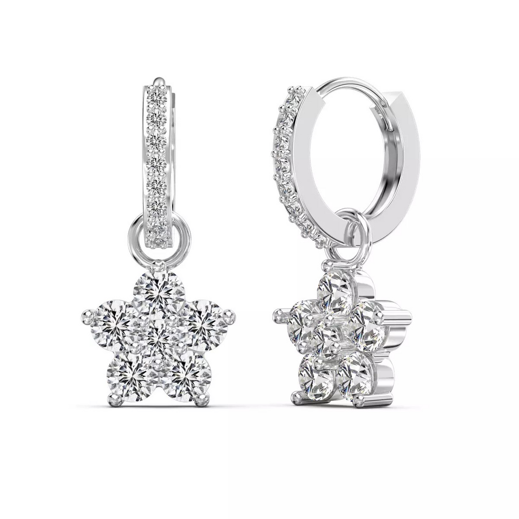 Brinco Argolinha Flor Cravejada 3 Cores