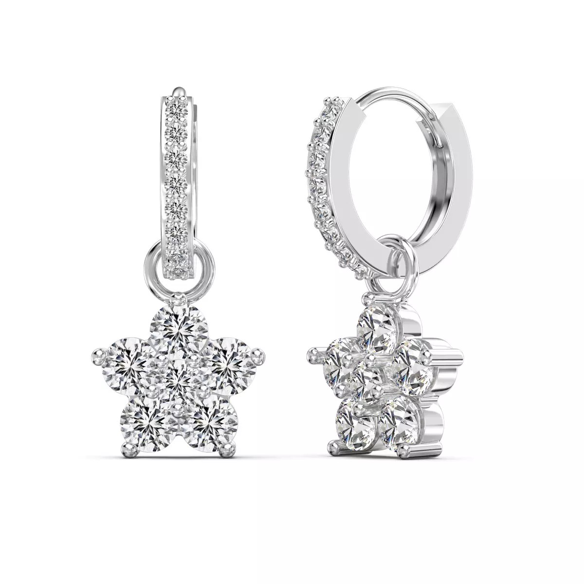 Brinco Argolinha Flor Cravejada 3 Cores