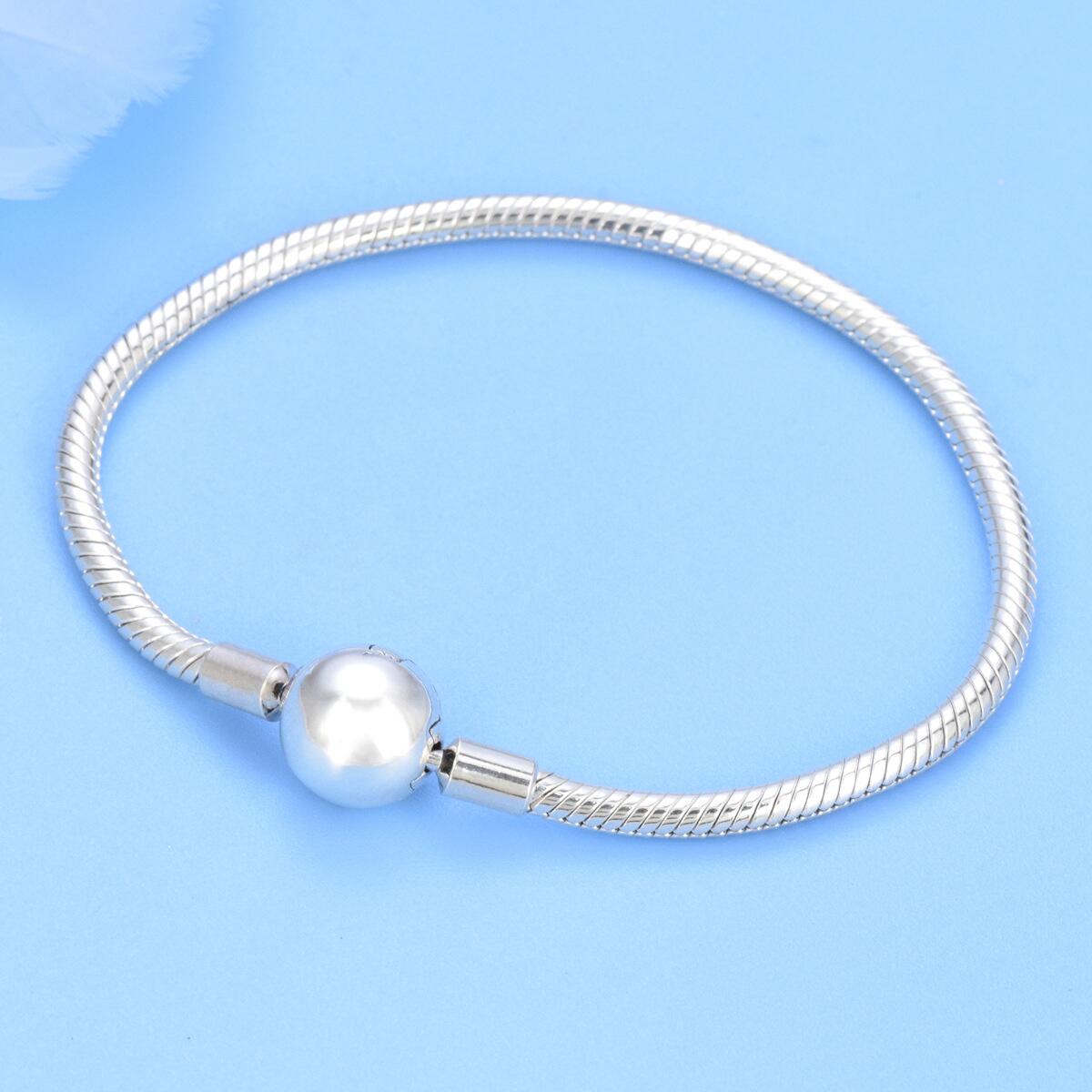 Pulseira Para Berloque com Fecho Esférico Cravejado