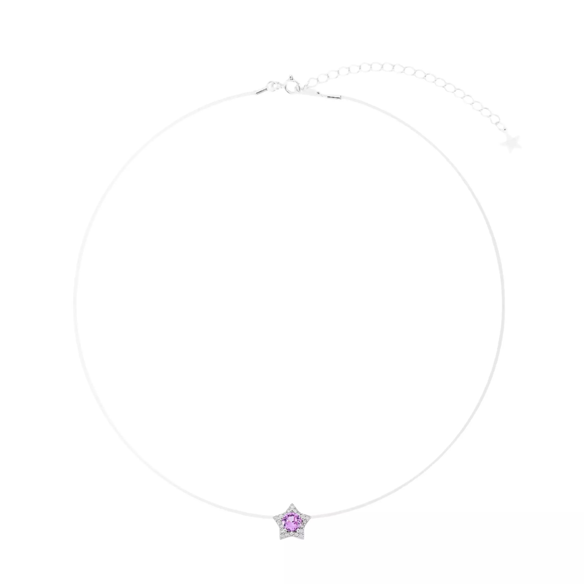 Colar Nylon Estrela Cravejada Pink