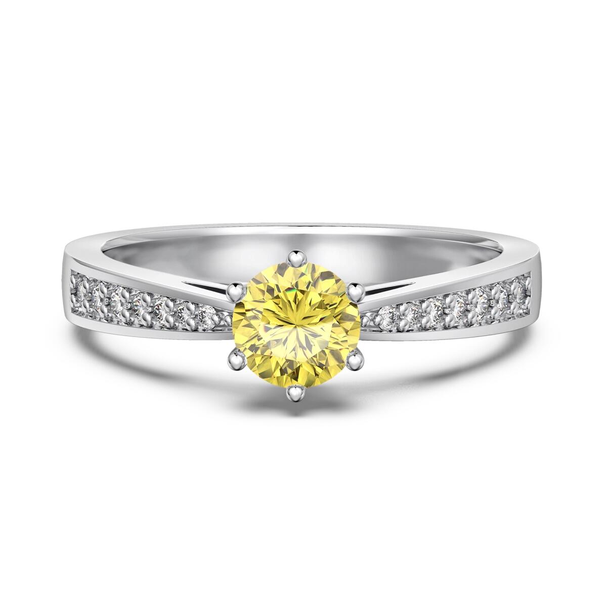 Anel Solitário Clássico com Laterais Cravejadas 12 Cores