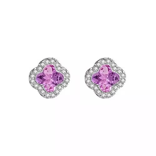 Brinco Trevo Zircônia Colorida