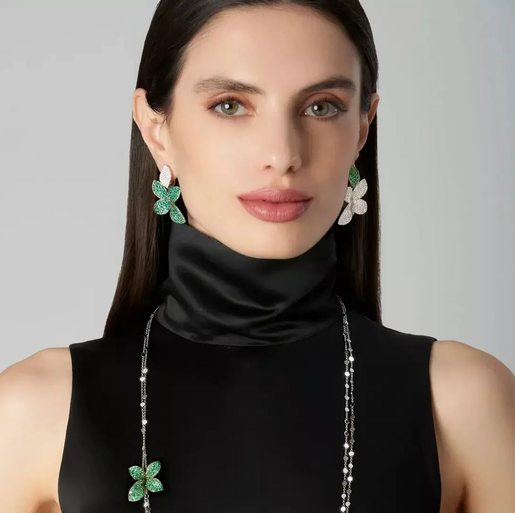 Brinco Flor Bicolor Verde & Branco